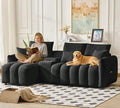 L Shaped Couch with Console 3 Seater Oversized Modern Sectional Modular Teddy Cloud Fluffy Comfy Sofa Couch with Storage &amp USB Charging Ports &amp Cup Holders for Living Room Office Apartment B