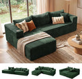 ELUCHANG Oversized 108” Boneless Couch Comfy Cloud Modular Sectional Sofa L-Shape Sofa with Chaise Memory Foam Upholstered Couch for Living Room Bedroom No Assembly Required Corduroy Green