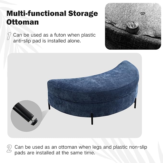 Chifee &amp Vingol 59.8 W Oversized Accent Barrel Chair Large Round Chair with Ottoman &amp Movable WheelsBlue