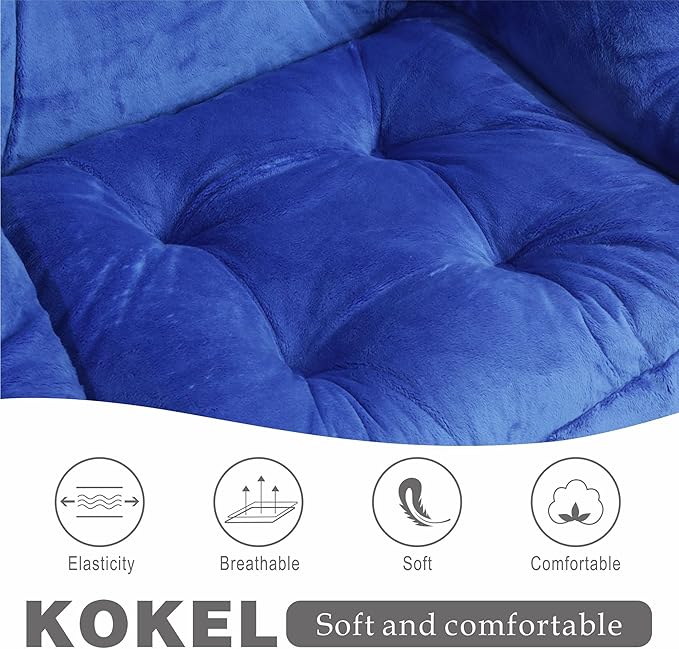 Kokel Lazy Chair with Folding OttomanLiving Room Chairs (Blue-1248)