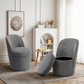 Swivel Accent Chair Set of 2 360° Swivel Round Chair with Hidden Storage Vanity Chairs Modern Small Barrel Armchair for Living Room/Bedroom Darkgrey
