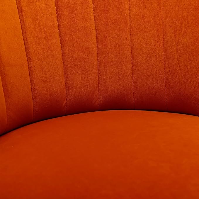 TTK Swivel Barrel Chairs for Living Room Set of 2 360 Degree Comfy Modern Round Chair Velvet Gold Accent Upholstered Armchair Arm Chair Sherpa for Bedroom Club Office Nursery Silla para Sala(Orange)