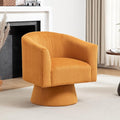 Swivel Accent Chair Modern 360° Barrel Chair Corduroy Upholstered Single Sofa for Living Room Bedroom(Mustard)
