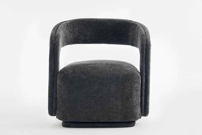 KEIKI Swivel Barrel Chair Modern Accent Chair for Office/Cafe 360° Rotation Ergonomic Design Easy Assembly Comfy Chenille Fabric