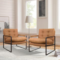 Art Leon Genuine Leather Accent Chair Mid Century Modern Arm Chair with Black Metal Frame Single Sofa Chair for Living Room Bedroom Gray
