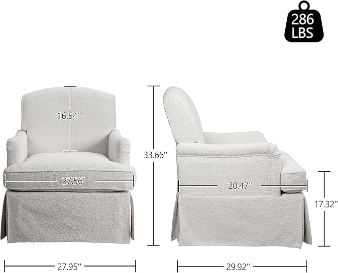 Art Leon Swivel Barrel Chairs Set of 2 - Modern Upholstered Swivel Barrel Chair Fabric Upholstered Accent Arm Chairs with Metal Base Modern Living Room Chairs Sofa Chairs for Bedroom White