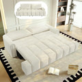 3-in-1 Convertible Sleeper Sofa Bed King Size Pull Out Sofa Bed with Hidden Seat Storage 90 Comfy Teddy Fabric 4-Seater Couch for Living Room Office Apartment (White)
