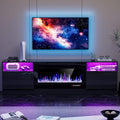 AHB Fireplace TV Stand 80 Inch LED Light Entertainment Center with 36 Electric Fireplace and Storage Cabinet Media Console Table for TVs Up to 90 Inches Ideal for Living Room