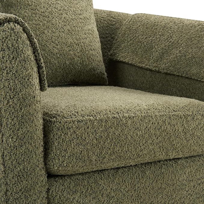 Swivel Accent Chair with Ottoman Modern Chenille Comfortable Bucket Chair with Removable Pillow Small Couch Barrel Armchair for Small Spaces Living Room Bedroom Office (Green)