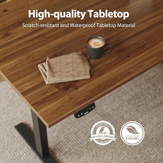 Agilestic Electric Standing Desk 40 x 24 Inches Height Adjustable Desk Sit Stand up Desk for Work Office Home Ergonomic Rising Computer Table with Memory Preset Dark Walnut