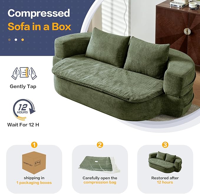 79 Sofa BedBoneless Boneless Couch Bed 3 in 1 Full Size Sleeper Sofa (Green)