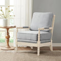 Madison Park Accent Chairs for Living Room Farmhouse Modern Armchair Solid Wood Antiqued Finish Upholstered Seat Removable Bedroom Lounge for Reading 25.5 W Light Blue/Antique Cream
