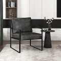 Lexicon Modern Accent Chair Faux Leather Upholstered Living Room Chair With Wrapped ArmrestsArm Chair With Black Metal FrameComfy Single Chair For Living Room/Bedroom/Reading Room/OfficeDark Brown