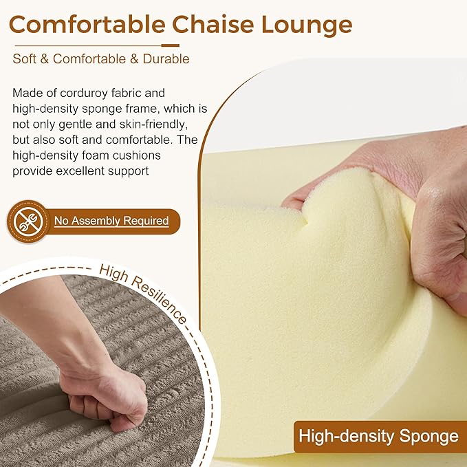 Avenix 66 Boneless Oversized Chaise Lounge Chair IndoorBoneless Chaise Lounge Oversized Reading ChairsComfy Chaise Lounge Corduroy Oversized ChairCloud Boneless Couch Sleeper Sofa Chaise BedBrown