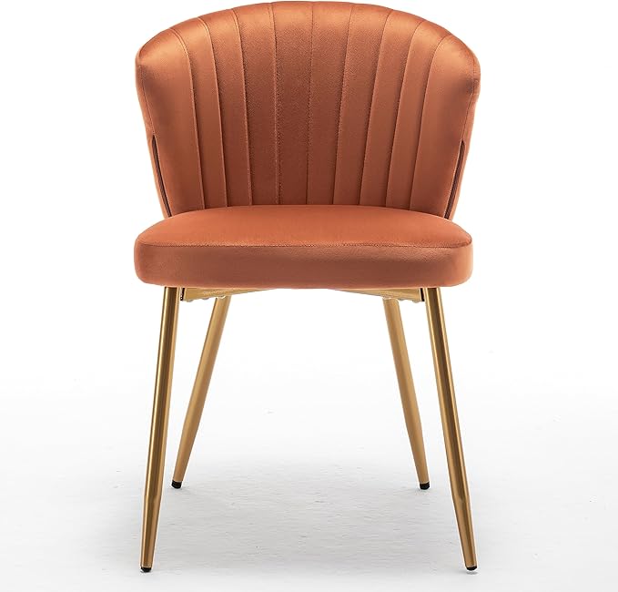 Modern Velvet Accent Chair for Living Room Bedroom Entryway or Small Spaces with Channel-Tufted Design Comfortable and Trendy Armless Seat Red Orange