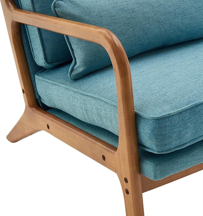 Lestar Single Lounge Chair Modern Accent Sofa Chairs Linen Upholstered Seat with Back Cushion and Pillow for Living Room (Teal)