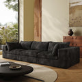 118-inch Boneless Cloud Sofa Modular Corduroy Sectional Couch with Full Foam Compression for Living Room Bedroom Apartment No Assembly Required (Black 3 Seater)