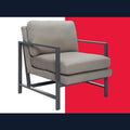 Tommy Hilfiger Russell AccentChair Medium-Soft Pillow Back Mid-Century Modern &amp Industrial Armchair Comfortable LoungeChair for Living Room Bedroom or Office Black Square Metal Frame in Gray