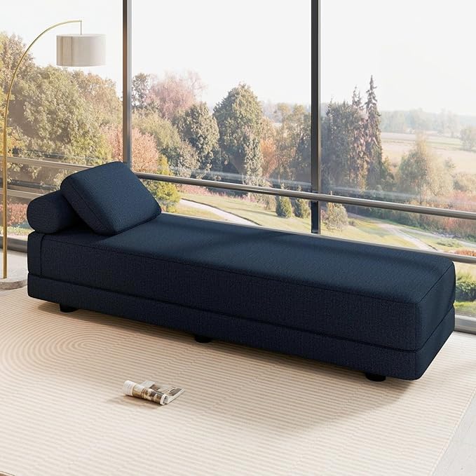 Daybed Queen Size Sofa Bed Chair 80 L Folding Sofa Chair with Pillow Lounge Chaise Bed Chair with Back Support for Living Room Bedroom