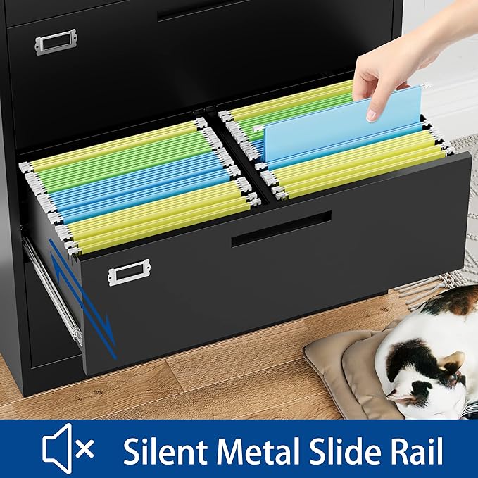 Lateral File Cabinet with Lock 2 Drawer Large Metal Filing CabinetHome Office Lockable Storage Cabinet for Hanging Files Letter/Legal/F4/A4 Size-Assembly Required