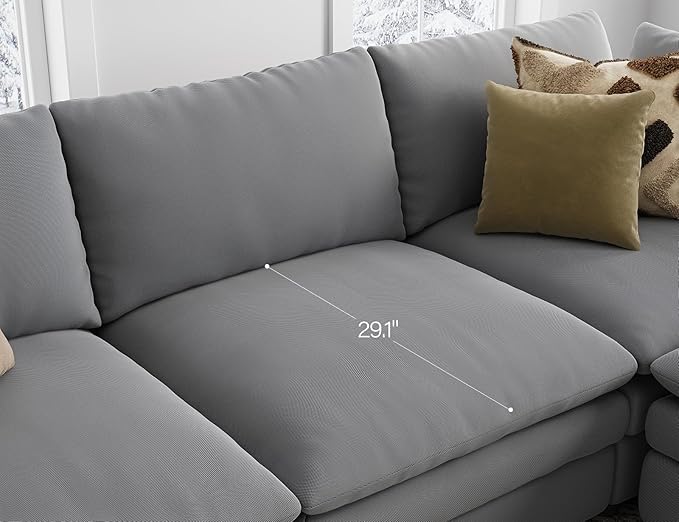 Cloud Couches for Living Room L Shaped Sectional Couch with Ottoman Deep Plush 4 Seats Sofa Modern Sofa for Apartment