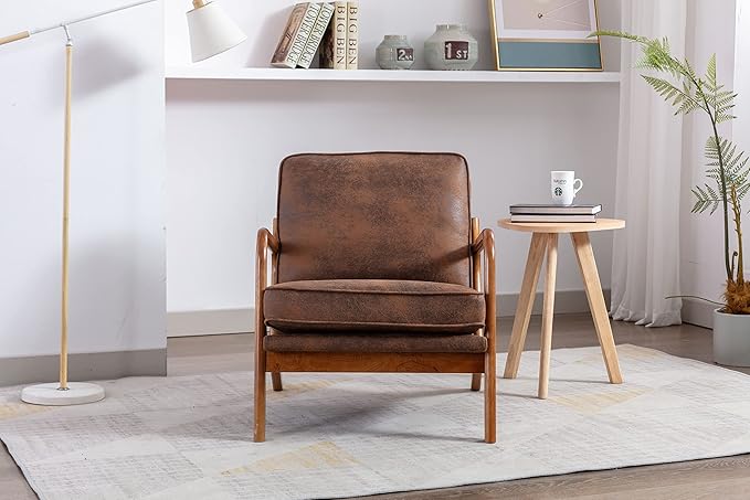 Wood Frame Armchair Modern Accent Chair Lounge Chair for Living Room