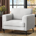 Oversized Accent Chair Upholstered Living Room Chairs Single Sofa Chair w/Metal Legs Comfy Linen Fabric Reading Lounge Armchair for Apartment Bedroom Office Light Grey 1PC