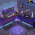 L Shaped Gaming Desk 51 Inch Computer Corner Desk Home Office Desks PC Gaming Table with Monitor Riser Stand for Home Office Writing Workstation Black