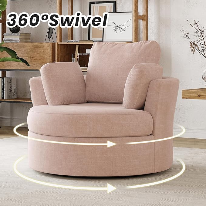 STARY Upholstered Swivel Barrel Sofa Modern Accent Chair with Cozy Cushioning Stylish Rotating Chair for Living Room Bedroom or Office