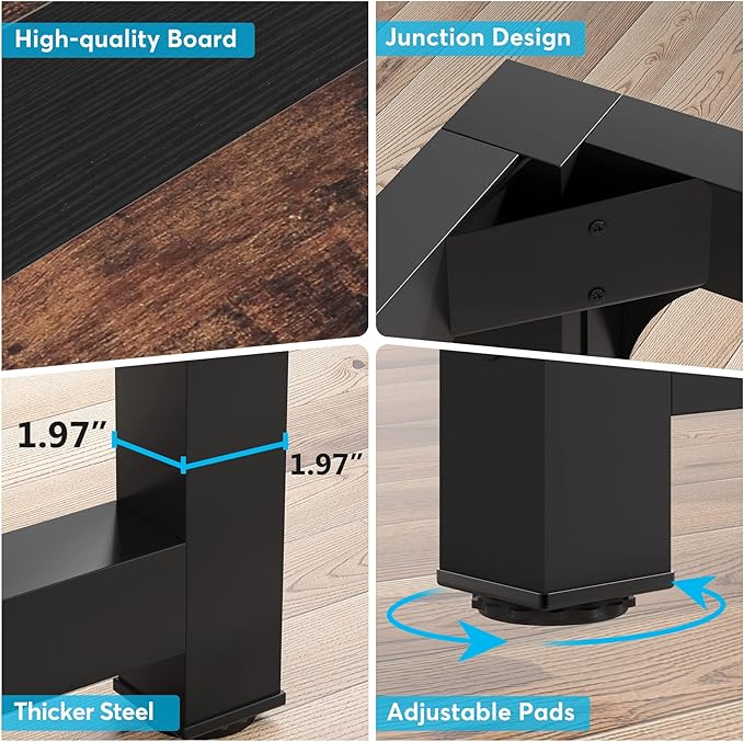 Tribesigns 70.8”Executive Desk Large Office Computer Desk with Thicken Frame Modern Simple Workstation Business Furniture for Home Office Rustic Brown/Black