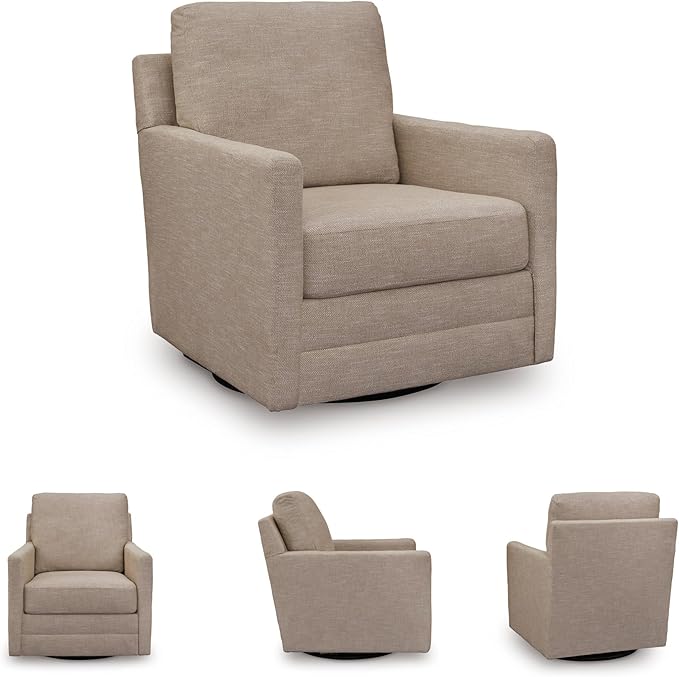 Signature Design by Ashley Freybourne Next-Gen Nuvella Casual Swivel Accent Chair with Reversible Cushions Light Brown