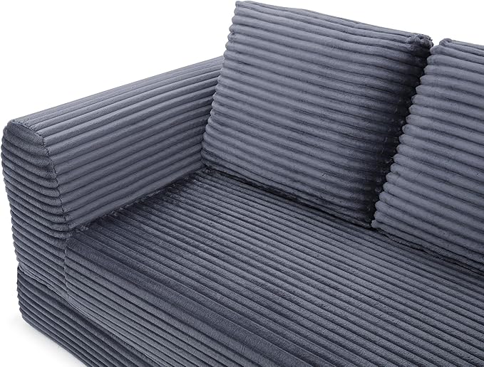 Foldable Boneless Love Seat Couches in a Box Modern Floor Foam Sleeper Sofa Bed 2-in-1 Convertible Cloud Sofa for Home Apartments Bedroom