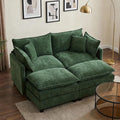 78 Modular Sectional Sofa Cloud Couch Loveseat Sofa with 2 Movable Ottoman Comfy Chenille Deep Seat Sofa with Throw Pillows 4 Seat Modern Couches for Living Room Bedroom and Apartment Green