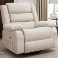 Power Recliner Chair Electric Rocker Recliner with Massage and Heat 270° Swivel Glider Oversized Wide Seat with USB Port Cashmere Nursery Chair for Living Room Beige