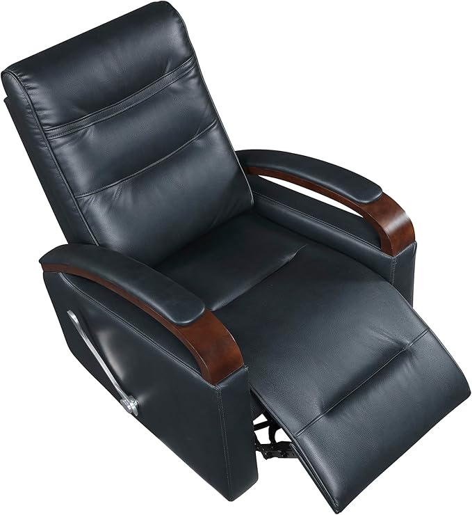 Lexicon 360 Degree Swivel Glider Reclining Chair Breathable Faux Leather Manual Recliner Comfy Nursery Glider Recliner Swivel Reclining Chair for Living Room/Office/Bedroom/Apartment Dark Blue