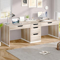 Two Person Desk with 5 Drawers Double Desk with Storage for 2 People 78 Inch Extra Long Computer Desk Workstation with File Drawer for Home Office White and Walnut