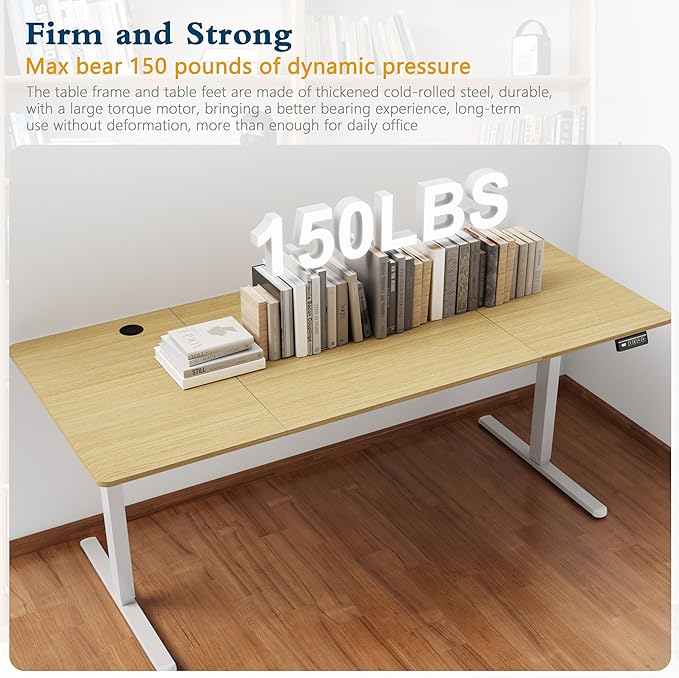 Shintenchi Standing Desk 71x31 Inch Height Adjustable Electric Sit Stand up Desk Ergonomic Rising Computer Table Modern Lift Gaming Desk Workstation for Home Office Walnut and White
