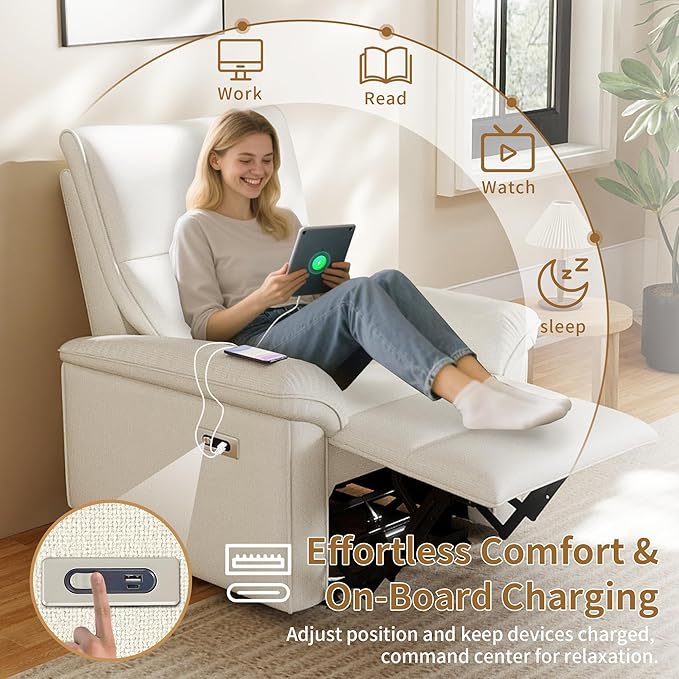 Wall Hugger Power Recliner Chair Zero Wall Electric Recliner Chairs with USB Port Snowflake Velvet Space Saving Large Recliner for Living Room RV Home Theater
