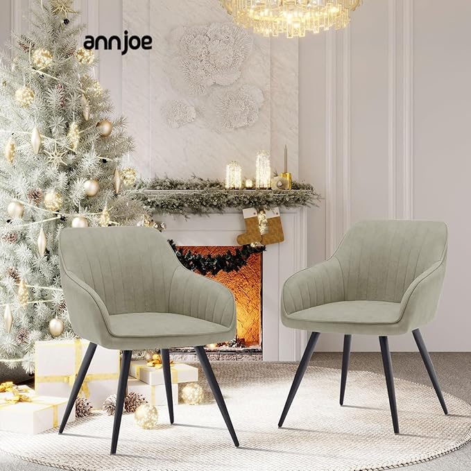 annjoe Faux Suede Accent Chair Arm Chairs Living Room Chairs Leisure Chair Upholstered Chair with Metal Legs Set of 2 for Home Kitchen Office Bistro Cafe