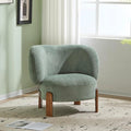 Christopher Knight Home Lily Solid Wood Wingback Accent Chair Fabric Upholstered Club Chair Curved Backrest Single Sofa Comfy Reading Lounge Chair for Living Room Soft Cushion Seating Green