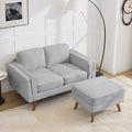 Kingfun Living Room Furniture Sets Loveseat with Ottoman Mid Century Modern Sofa Set Chenille Couch with Solid Wood Frame for Living Room &amp Bedroom Light Gray