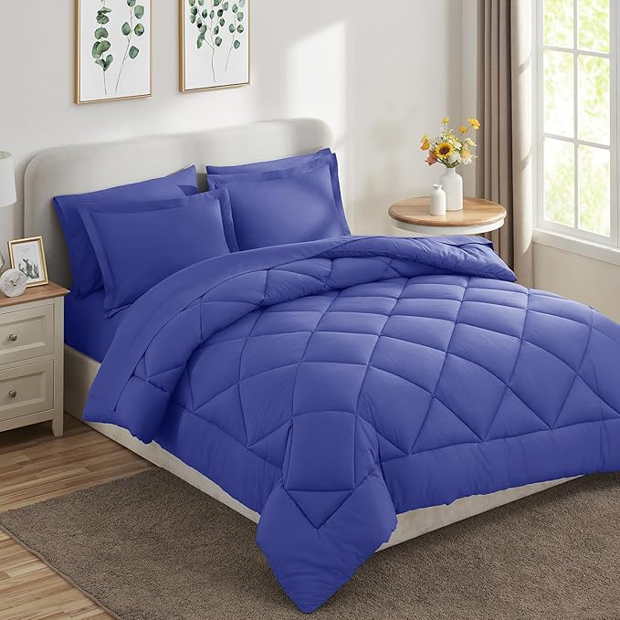CozyLux King Size Comforter Set Very Peri - 7 Pieces Bed in a Bag King Luxury Soft Bed Set for All Seasons Bedding Set with Down Alternative Comforter Sheets Pillowcases &amp Shams