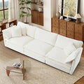 Modular Sectional Sofa with 3 Seat 111.5 Convertible Chenille Couch with 2 Armrest Pillows and 3 Throw Pillow for Living RoomOffice and ApartmentBeige