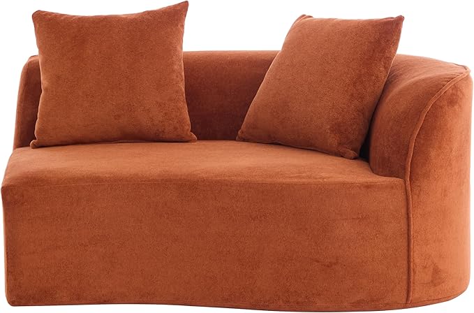 Christopher Knight Home Braebt 126 Modular Sofa with 4 Throw Pillows Curved 5-Seater Large Sofa Couches Comfy Upholstered Sectional Cloud Couch for Living Room No Assembly Required Dark Orange