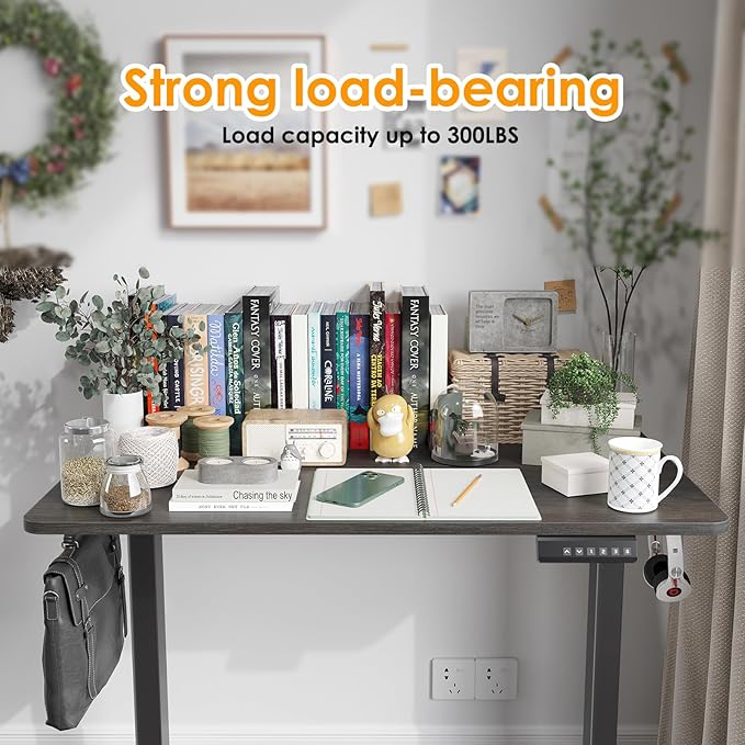 Standing Desk 40x24 Inch Sit Stand Desk Electric Height Adjustable Home Office Desks with Splice Board Ergonomic Rising Modern Lift Motorized Gaming Desktop Workstation (Walnut)