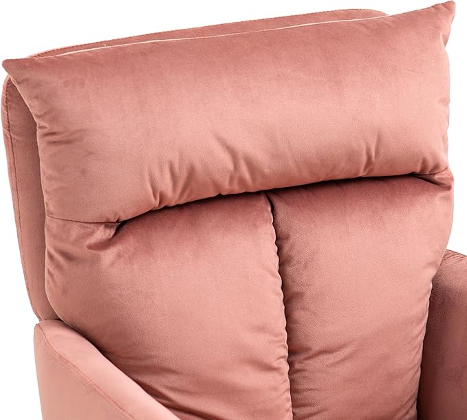 NORDICANA 180° Swivel Velvet Living Room Chair Modern Dining Armchair with Golden Legs Ergonomic Upholstered Accent Chair Single Sofa for Bedroom Reading Home Office Rose Pink