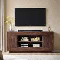 OKD Modern 70 TV Stand Entertainment Center for TVs Up to 80 Media Console with Large Open Storage &amp Side Cabinets Thick Wood Design for Living Room Dark Walnut