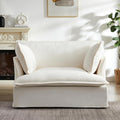 Merax 47.2 Oversized Accent Chair with Dual-Port Charging Skirted Base Deep and Wide Seat Cloud-Like Comfy Single Sofa Modern Design for Living Room&ampApartment ChenilleWhite