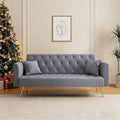71 Futon Sofa Bed VelvetConvertible Sleeper Sofa CouchModern Folding Futonwith 3 Adjustable Backrests and 2 Pillowsfor Small Living Room Bedroom Office (Grey)