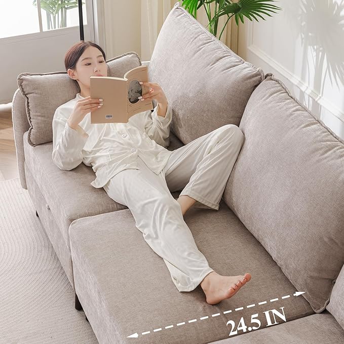 104'' Modular Sectional Sofa with All Seats Storage Oversized L Shaped Couch for Living Room3-Seater Comfy Cloud Couches with Movable OttomanBig Sectional for BedroomVeletKhaki